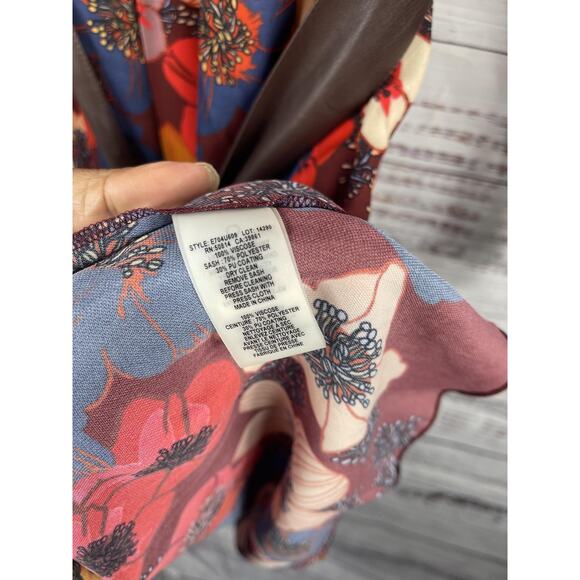 Elie Tahari Dress Women's Medium Multicolor Floral Shirt Style Belted - Picture 10 of 16